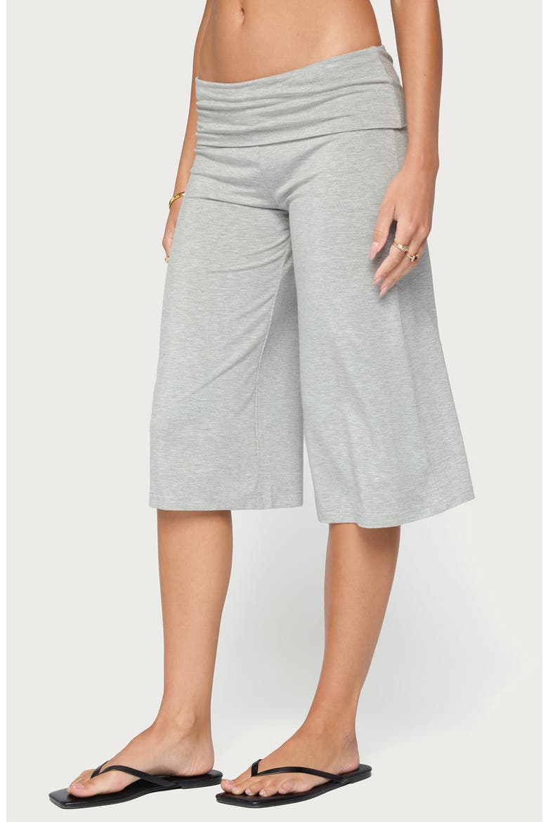 Shirly Wide Leg Foldover Capri Pants, Alternate, color, GRAY-MELANGE