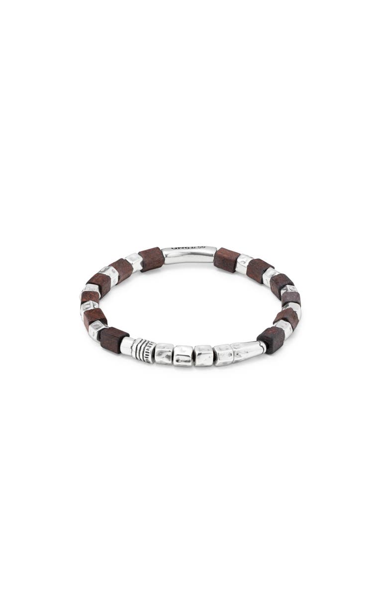 UNODE50 Mixed-Material Leather Bracelet, Main, color, Silver
