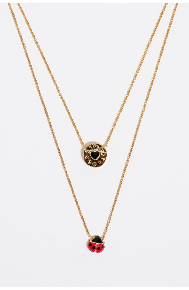 Bimba y Lola Ladybug Logo Double-Layer Necklace, Alternate, color, Red