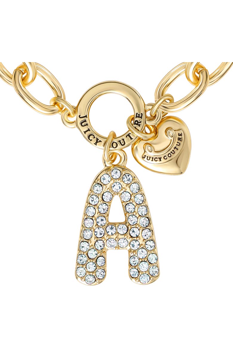 Juicy Couture Pavé Initial Charm Bracelet, 7.5'' Gold Tone Link, Alternate, color, Letter A