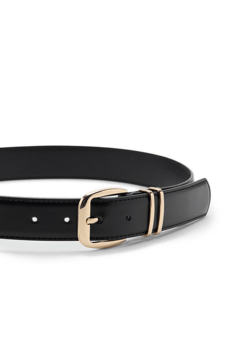 MANGO Square Buckle Belt, Alternate, color, Black