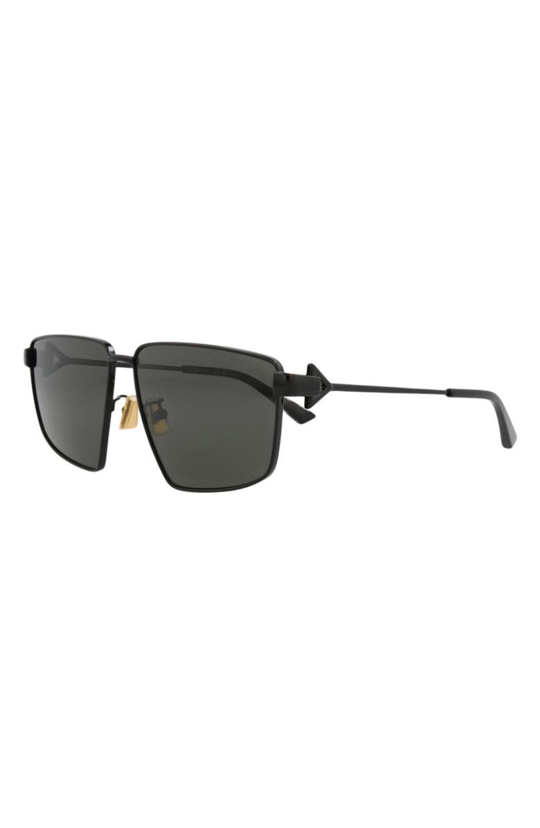 Bottega Veneta 61mm Square Sunglasses, Alternate, color, Black Black Grey