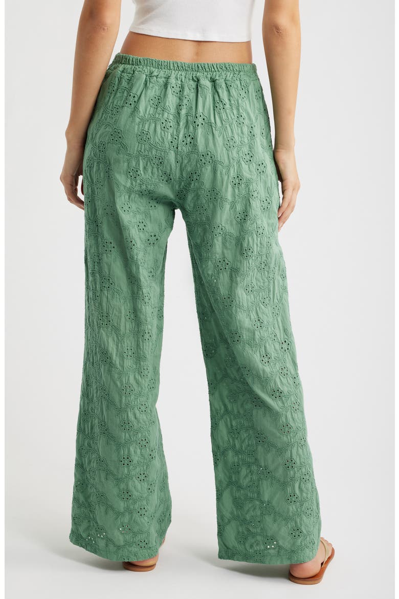 Colosseum Cotton Eyelet Pants, Alternate, color, GREEN
