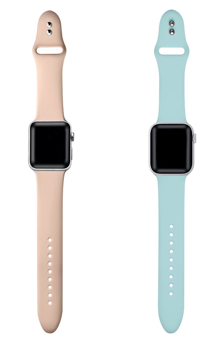 Posh Tech 2-Pack Silicone Watch Bands, Alternate, color, Light Pink/ Seafoam