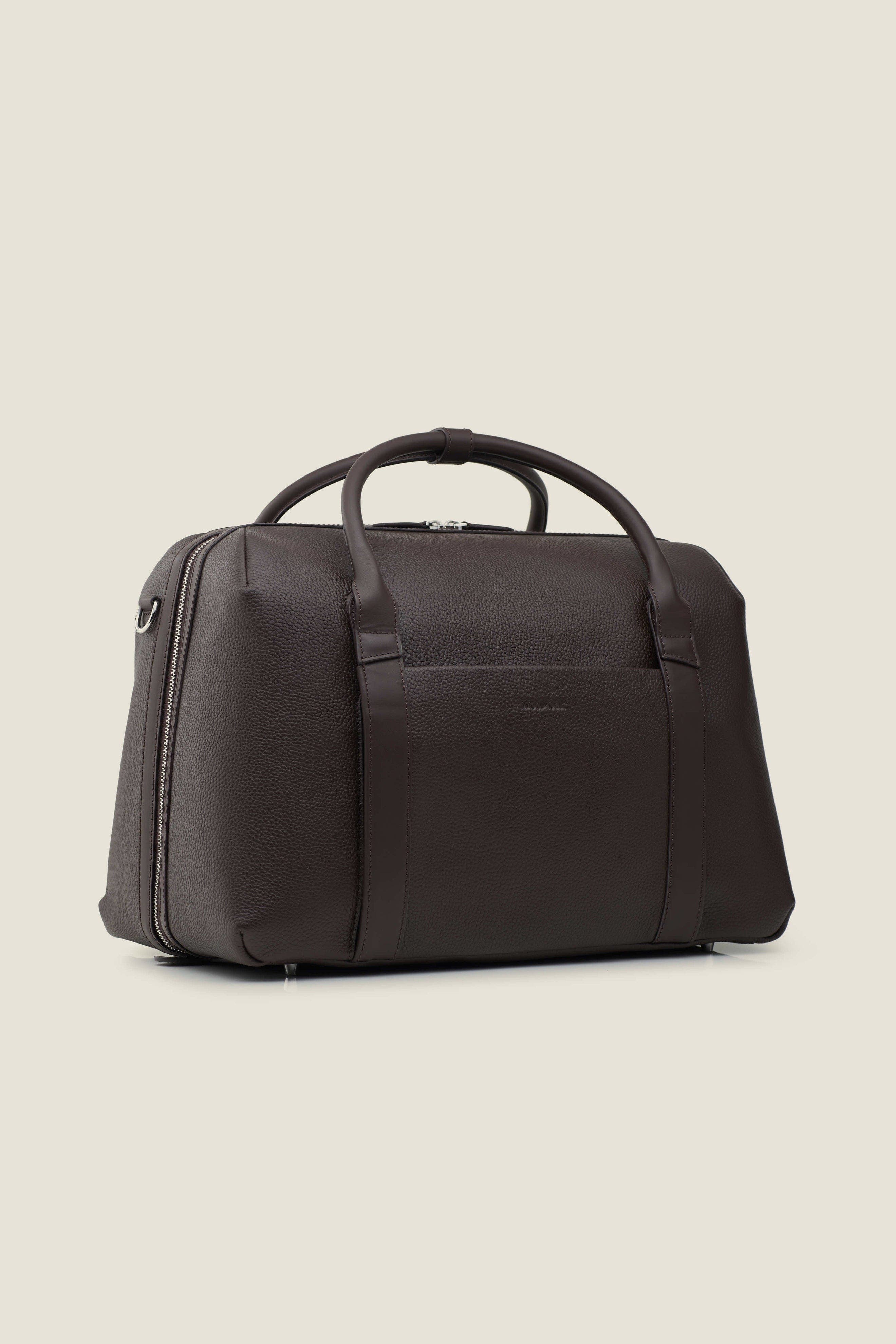 Duffle Suitcase Convertible Underseat Leather Weekender, Alternate, color, Chocolate