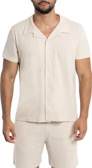 Spring + Mercer Relaxed Cotton & Hemp Button-Down Polo