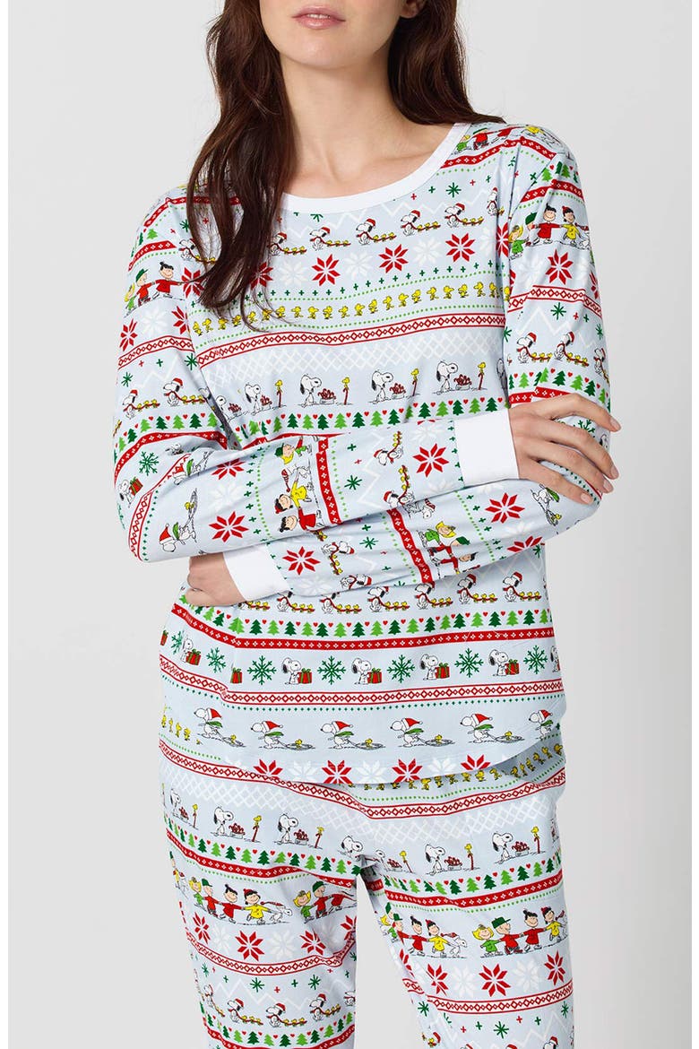 Peanuts Winter Parade Organic Cotton Pajamas, Alternate, color, PEANUTS WINTER PARADE
