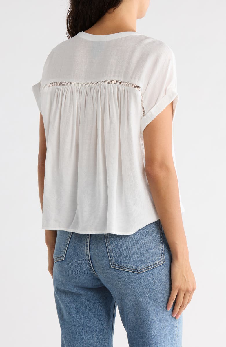 Bobeau Drop Shoulder Trim Top, Alternate, color, White