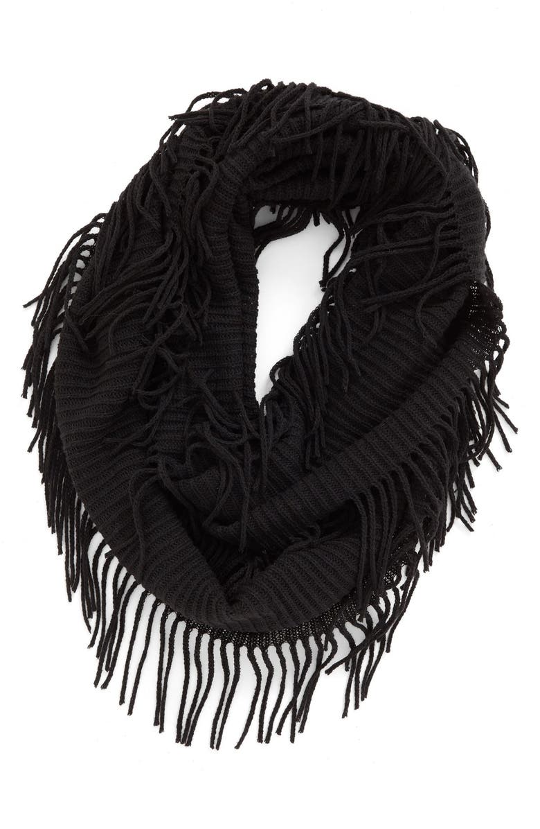BP. Rib Knit Fringe Infinity Scarf, Main, color,