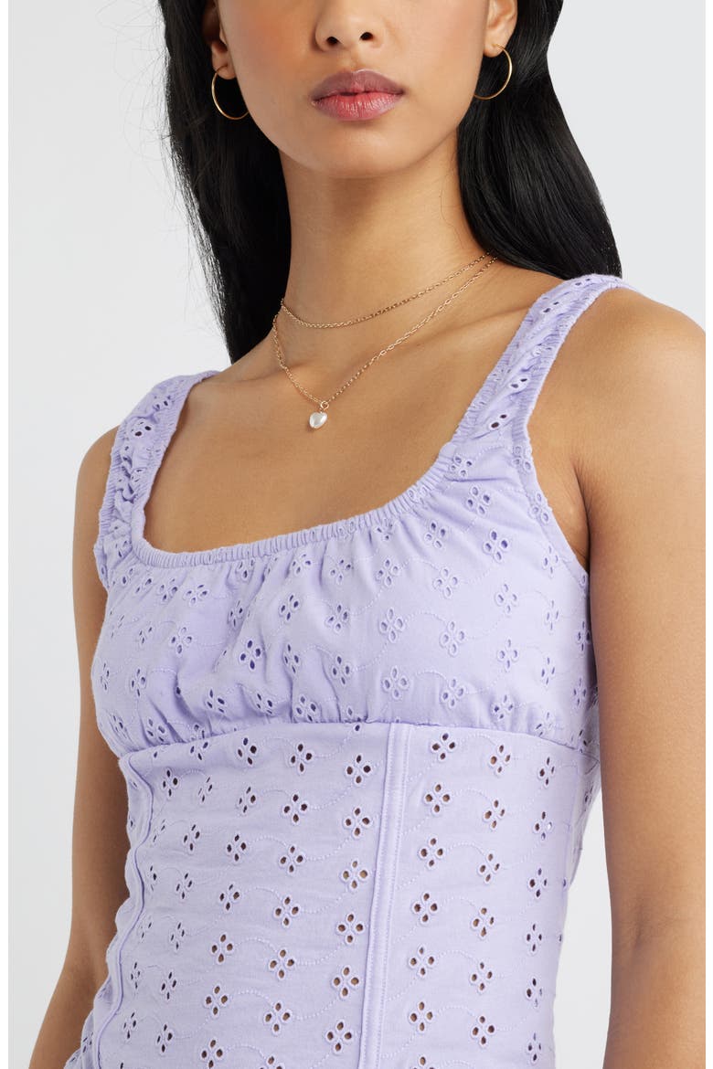 Ruched Cotton Eyelet Tank, Alternate, color, PURPLE SPRAY