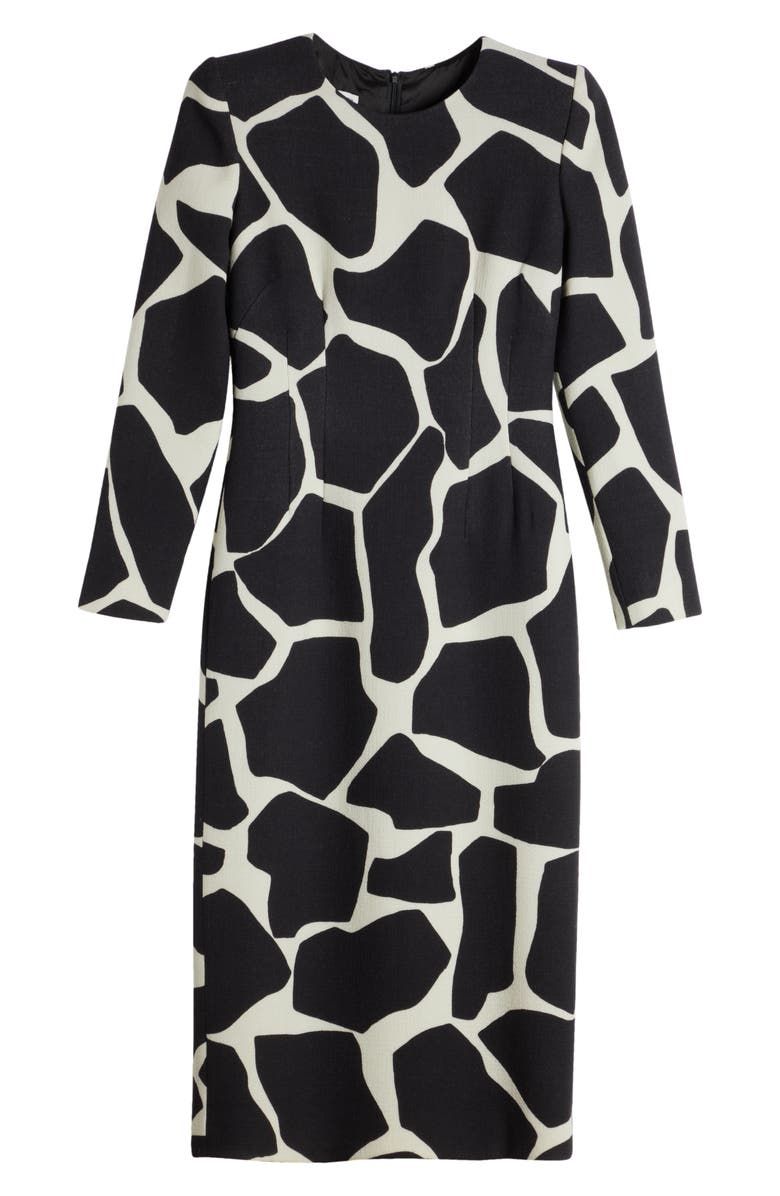 Dries Van Noten Delavina Giraffe Print Wool Sheath Dress, Alternate, color, 