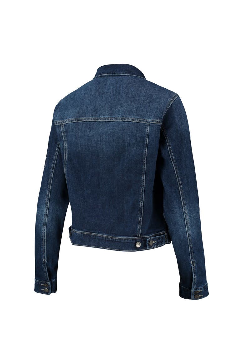 Women's Lusso Blue Chicago Bulls Georgie Swarovski Crystals Button-Up Denim Jacket, Alternate, color, Blue