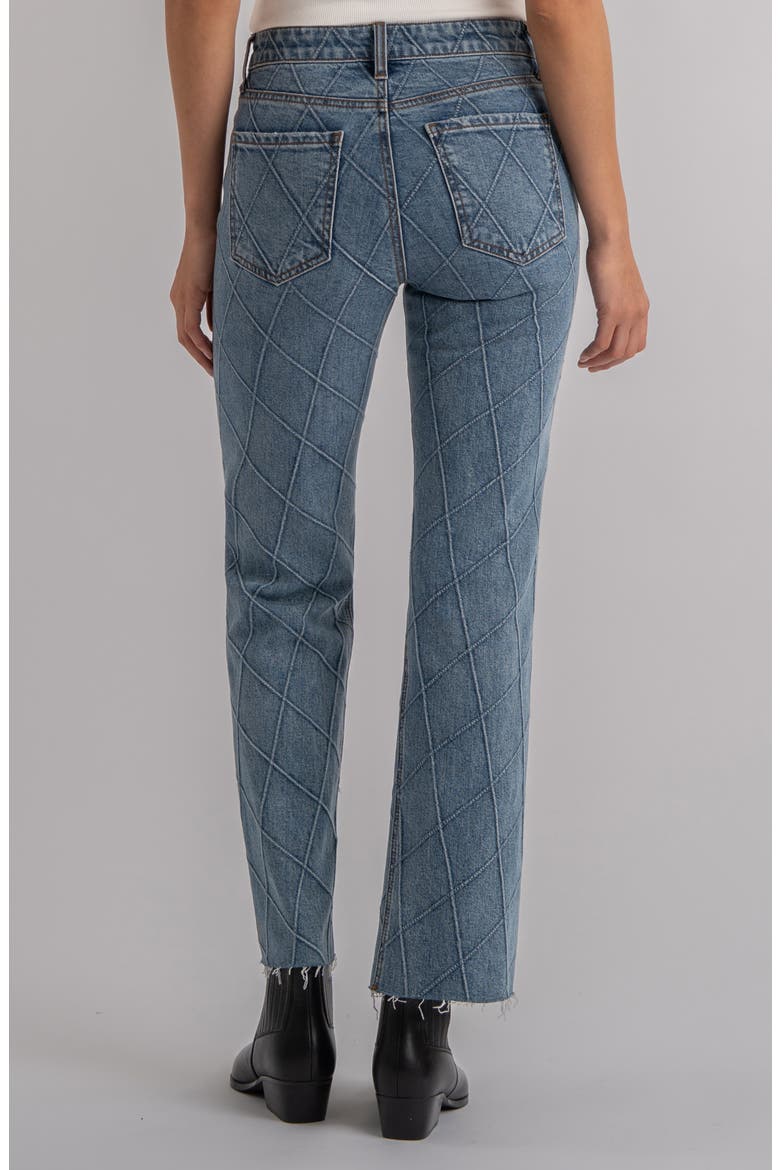 Kelsey Fab Ab Diamond Print Raw Hem Ankle Flare Jeans, Alternate, color, ABLOOM