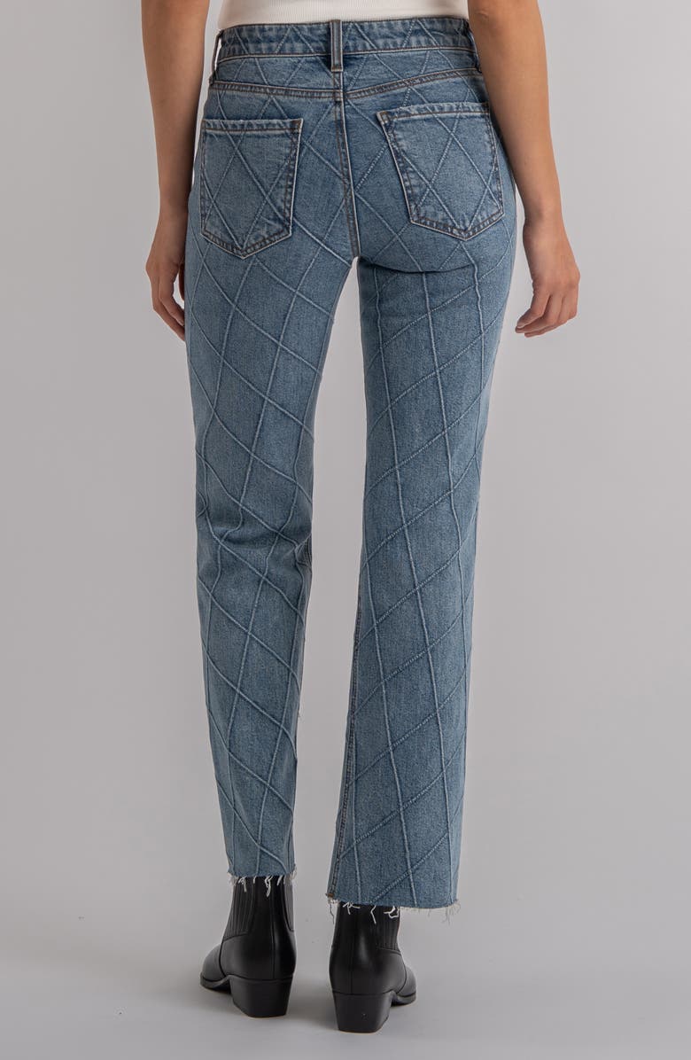 KUT from the Kloth Kelsey Fab Ab Diamond Print Raw Hem Ankle Flare Jeans, Alternate, color, Abloom