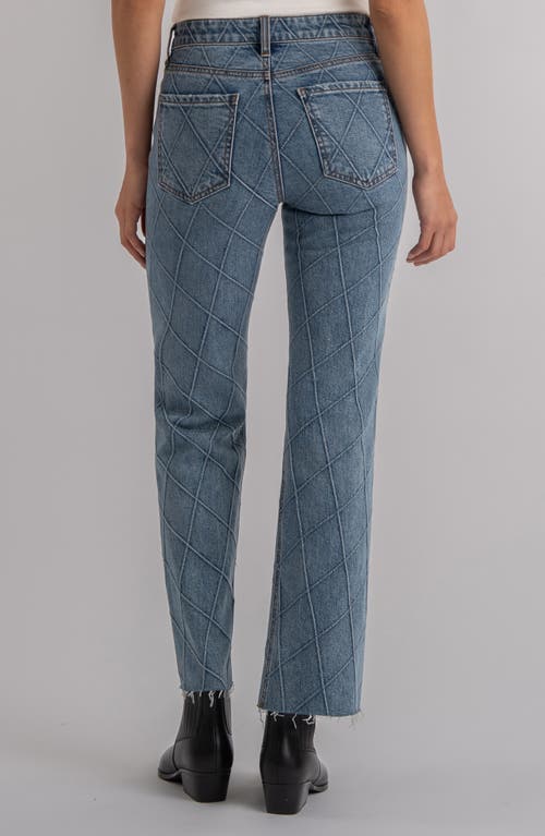 Kut From The Kloth Kelsey Fab Ab Diamond Print Raw Hem Ankle Flare Jeans In Blue