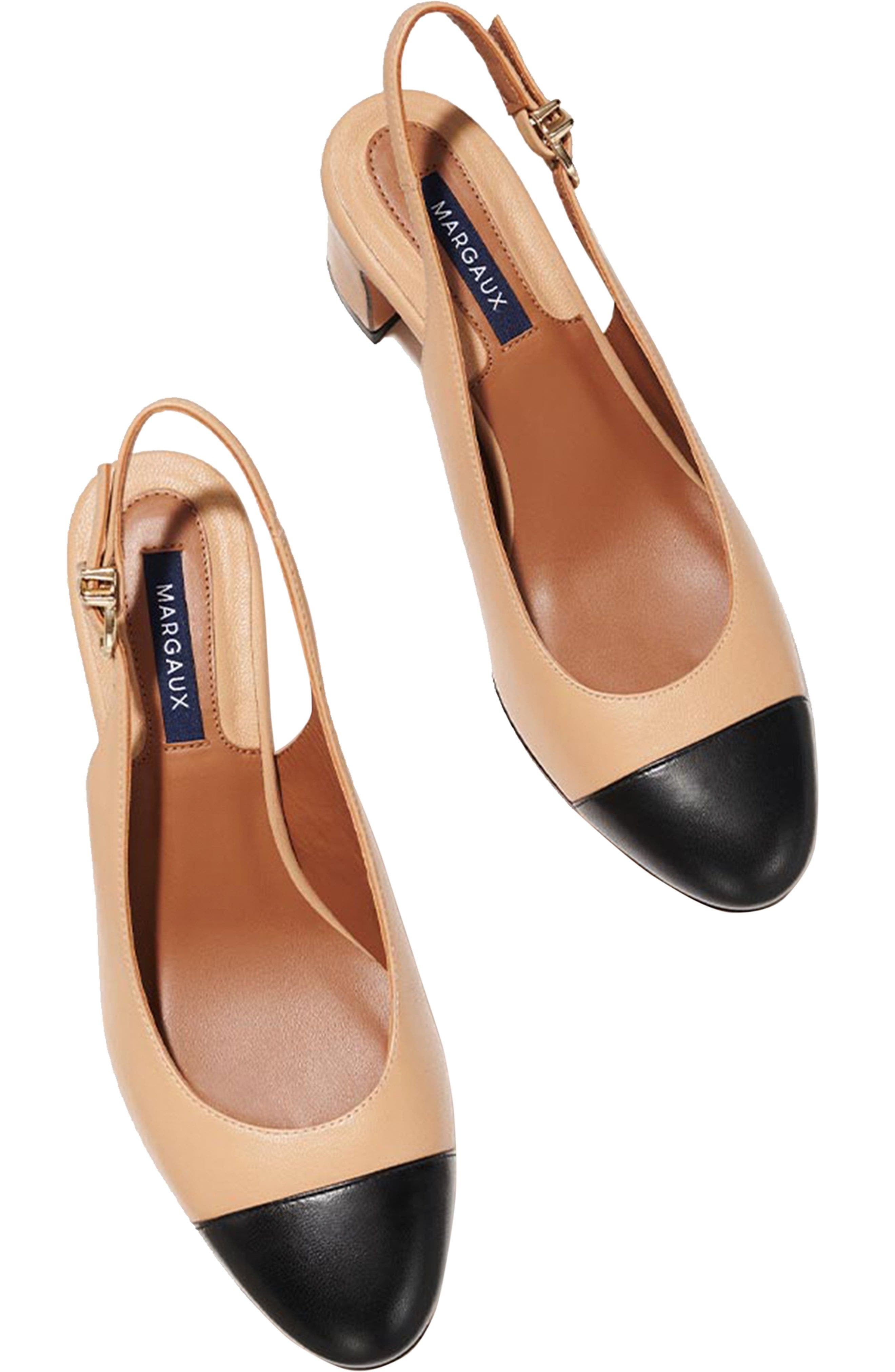 MARGAUX The Cap-Toe Cluny Slingback Pumps, Alternate, color, Dune And Black