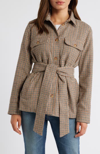 Shop Caslon ® Plaid Belted Jacket