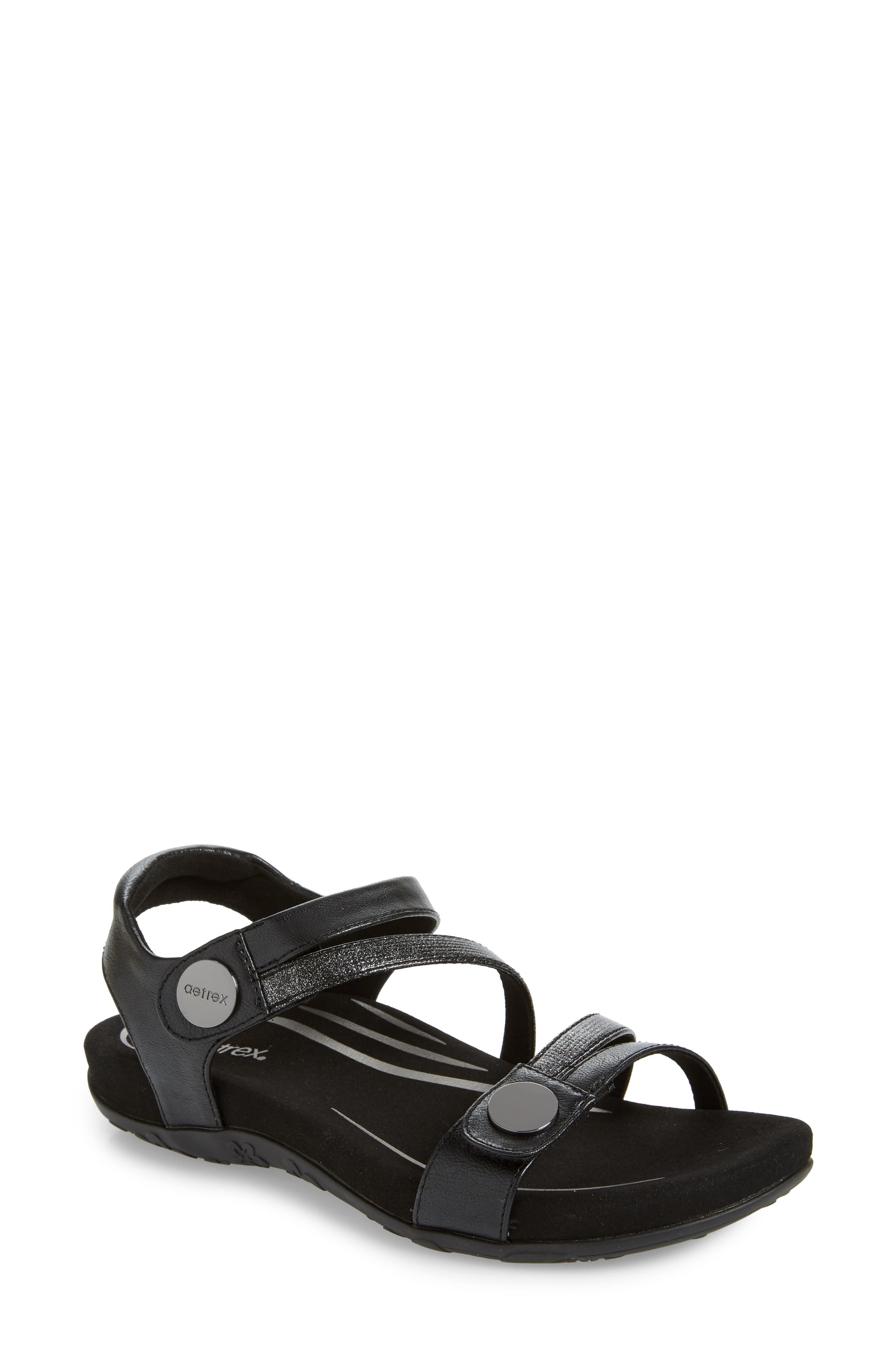 Jess Sandal, Main, color, BLACK FAUX LEATHER