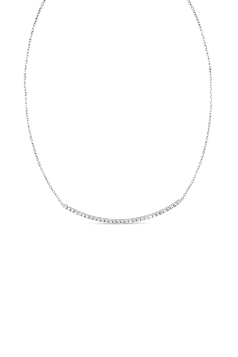 18K Gold Audrey Diamond Curve Bar Necklace, Main, color, 18K WHITE GOLD