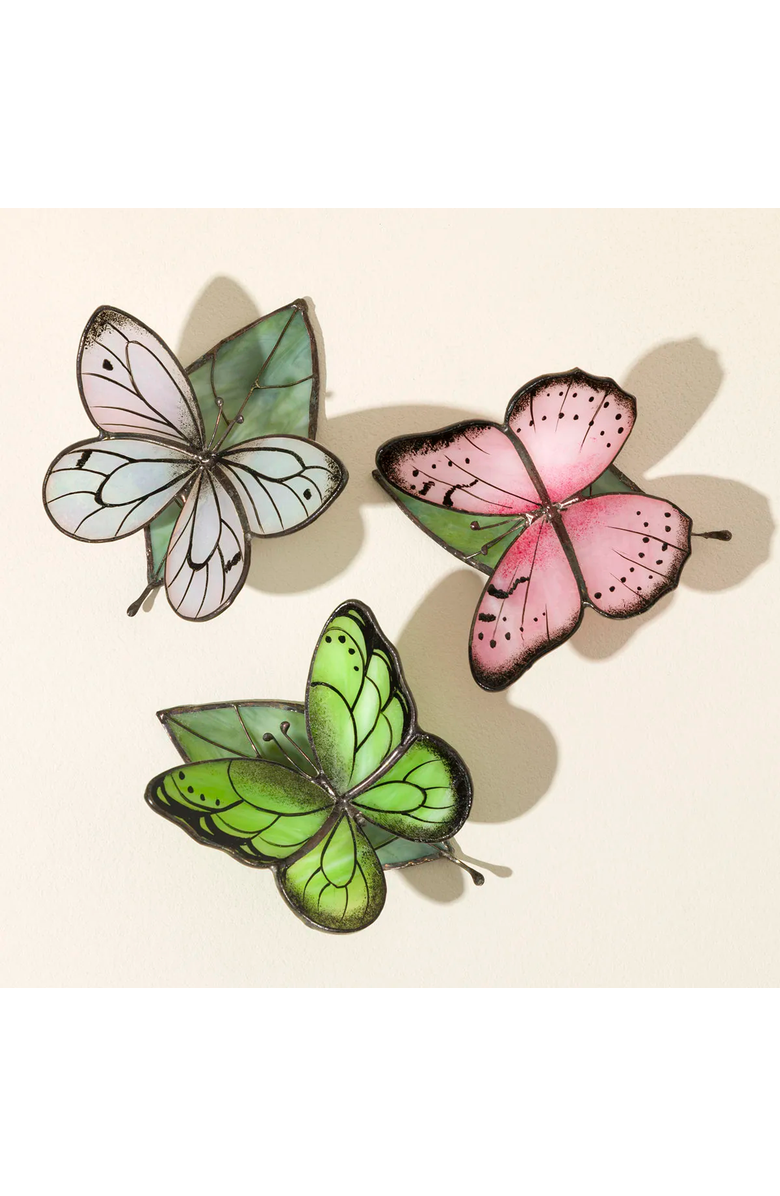 Uncommon Goods Stained Glass Butterflies with a Message, Alternate, color, Blue (Serenity, Calm)