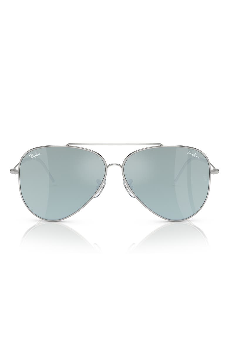 Ray-Ban Aviator Reverse 59mm Pilot Sunglasses, Alternate, color, Silver / Grey