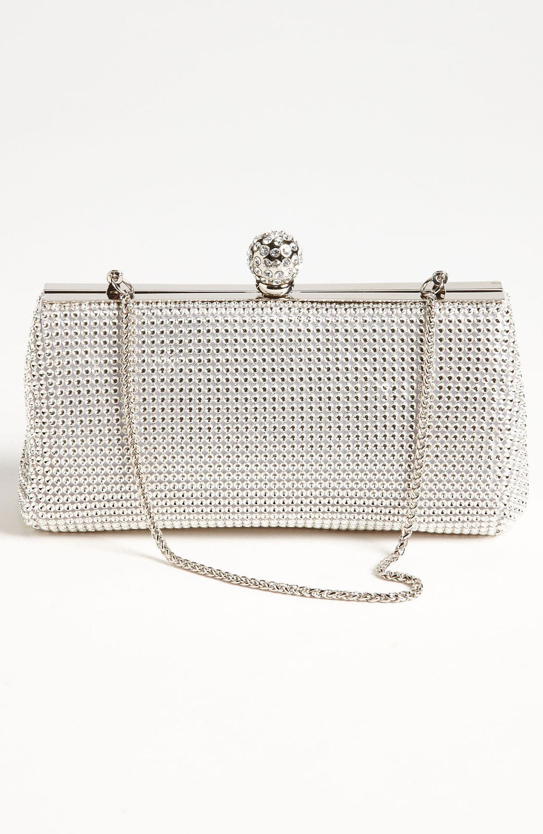 'Crystal' Mesh Clutch, Alternate, color, SILVER