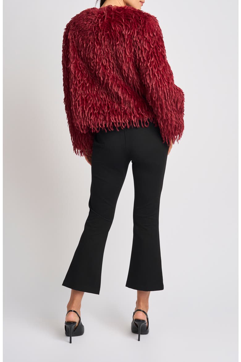 Faux Ostrich Feather Jacket, Alternate, color, POMEGRANATE