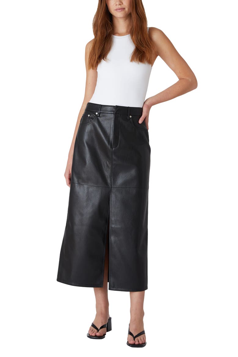 Faux Leather Midi Skirt, Alternate, color, DONE DEAL