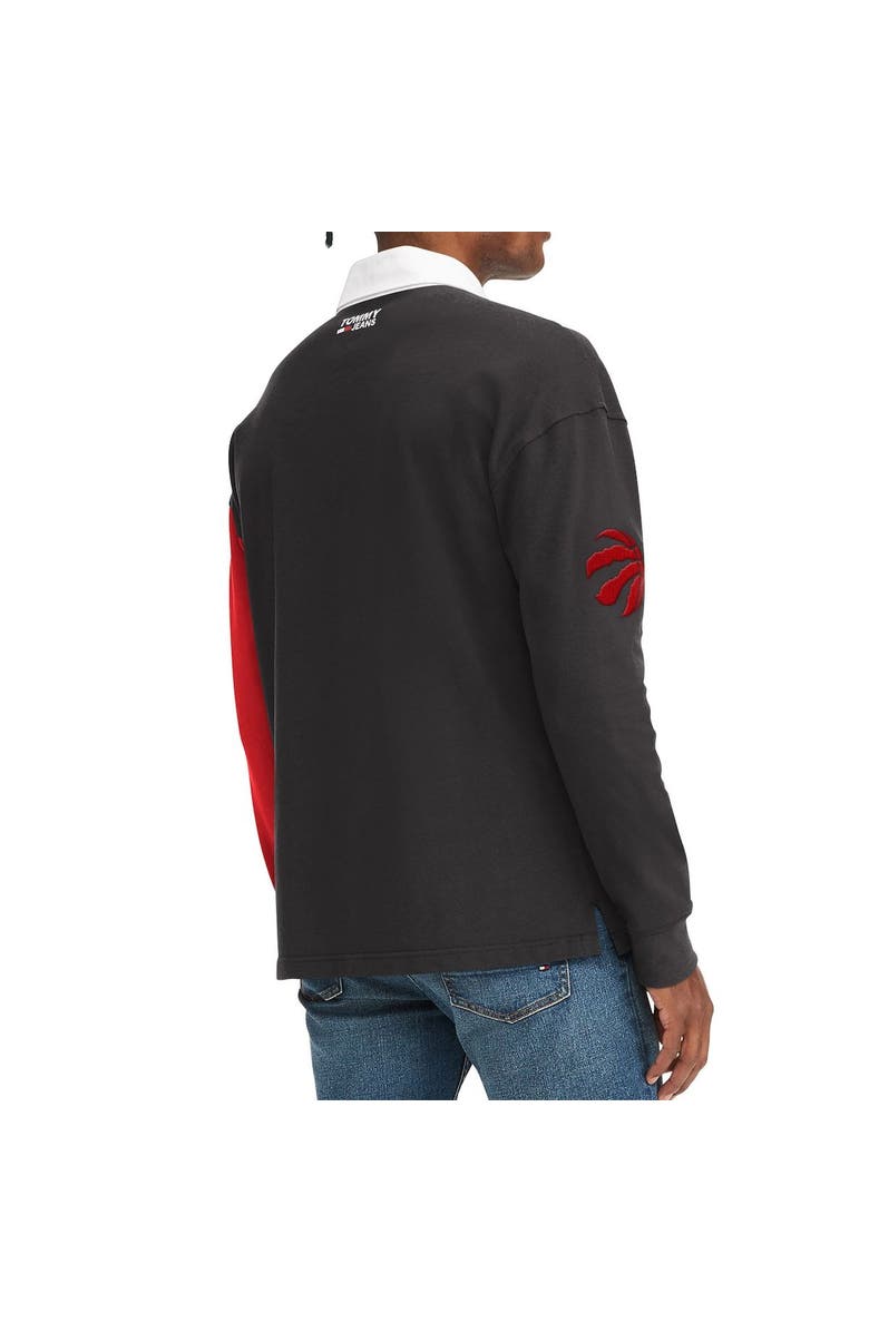 TOMMY JEANS Men's Tommy Jeans Black/Red Toronto Raptors Ronnie Rugby Long Sleeve T-Shirt, Alternate, color, Black