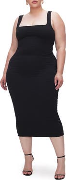 Good American Textured Scrunchie Midi Dress