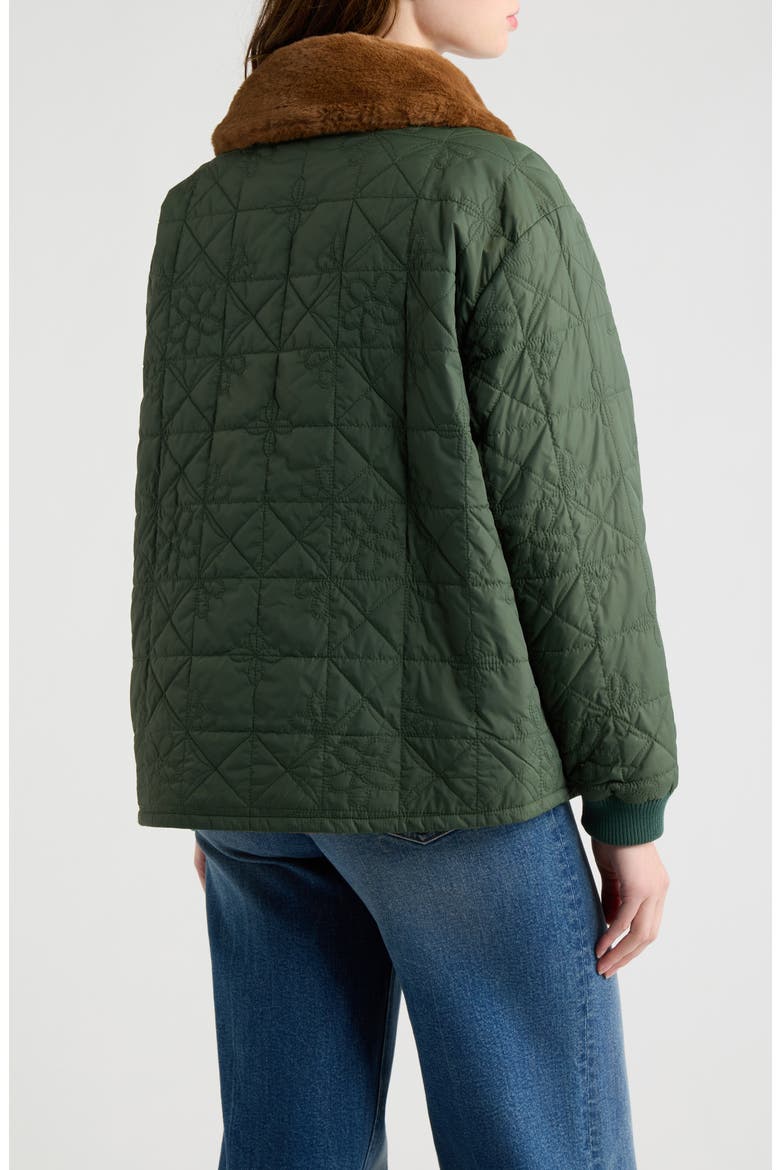 The Reversible Logger Puffer with Faux Fur Collar, Alternate, color, PINE AND AMBER