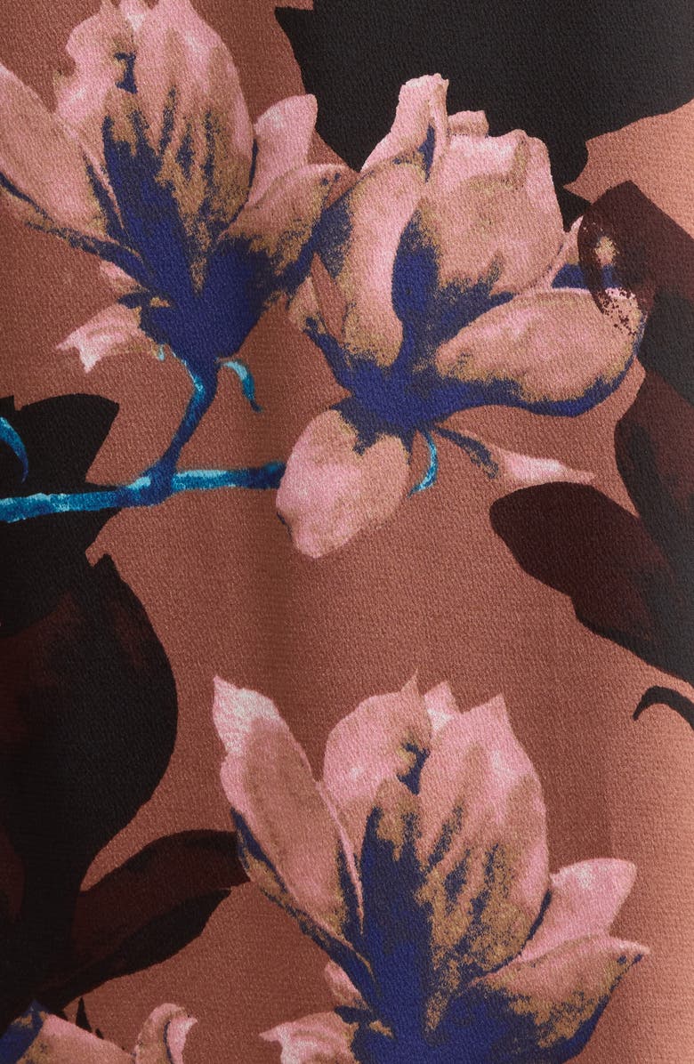 Tahari ASL Floral Long Sleeve Satin Faux Wrap Dress, Alternate, color, Mauve Floral