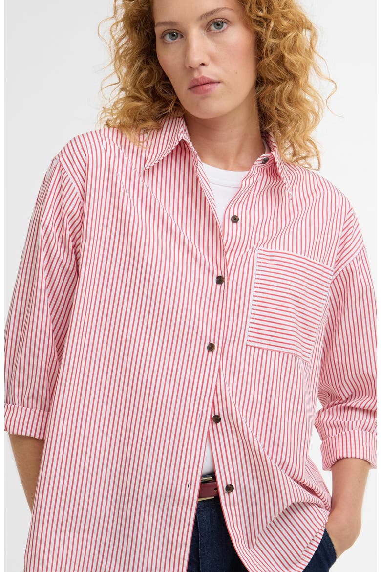 Polly Stripe Button-Up Shirt, Alternate, color, POPPY RED STRIPE