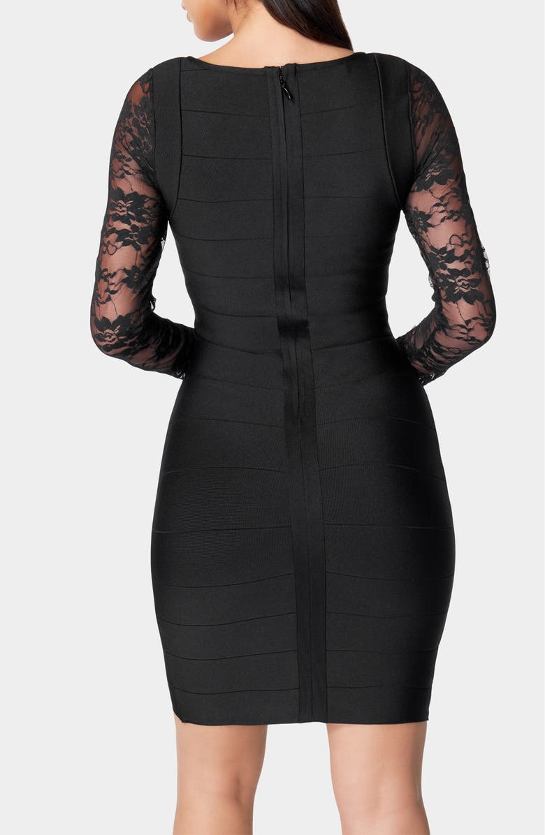 bebe Lace Sleeve Bandage Minidress, Alternate, color, Black