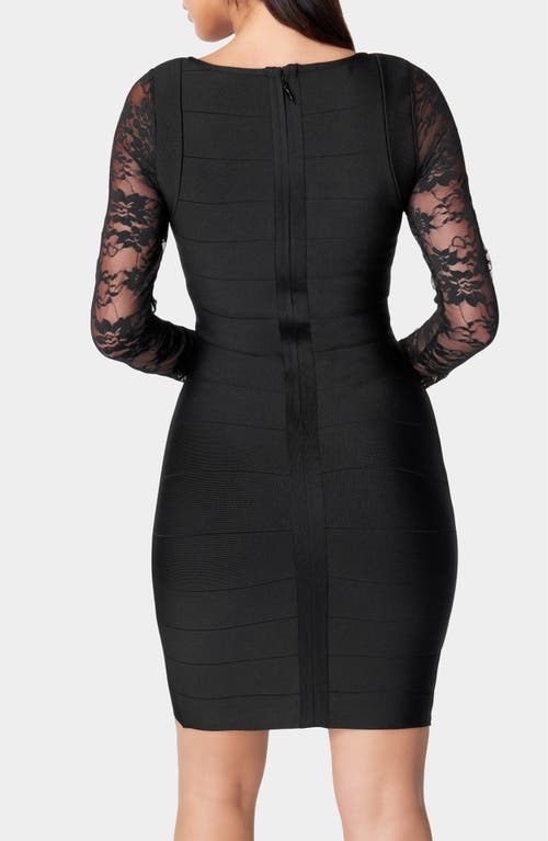 Bebe Lace Sleeve Bandage Minidress In Blue