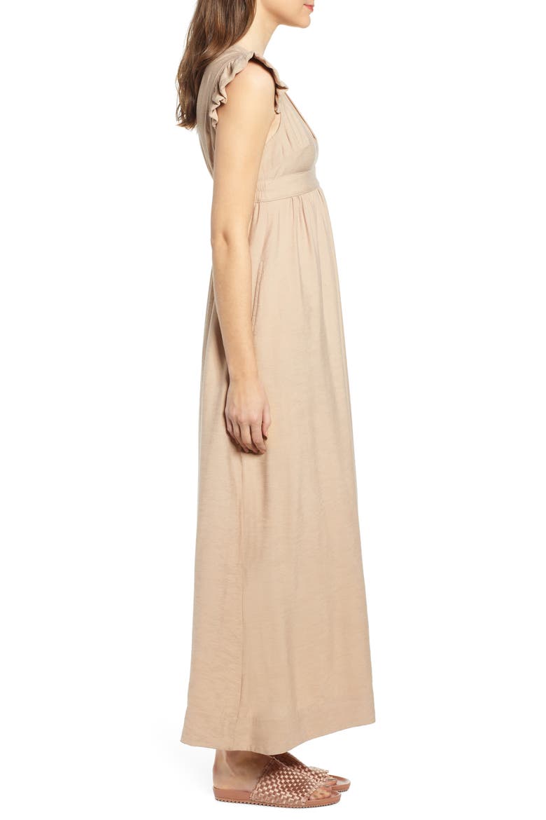 Flutter Sleeve Maxi Dress, Alternate, color, SABBIA