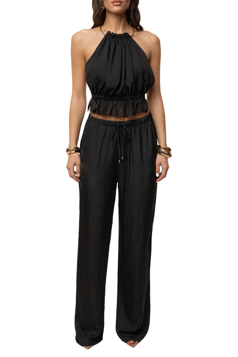 Moonlit Coast Halter Top, Alternate, color, Black