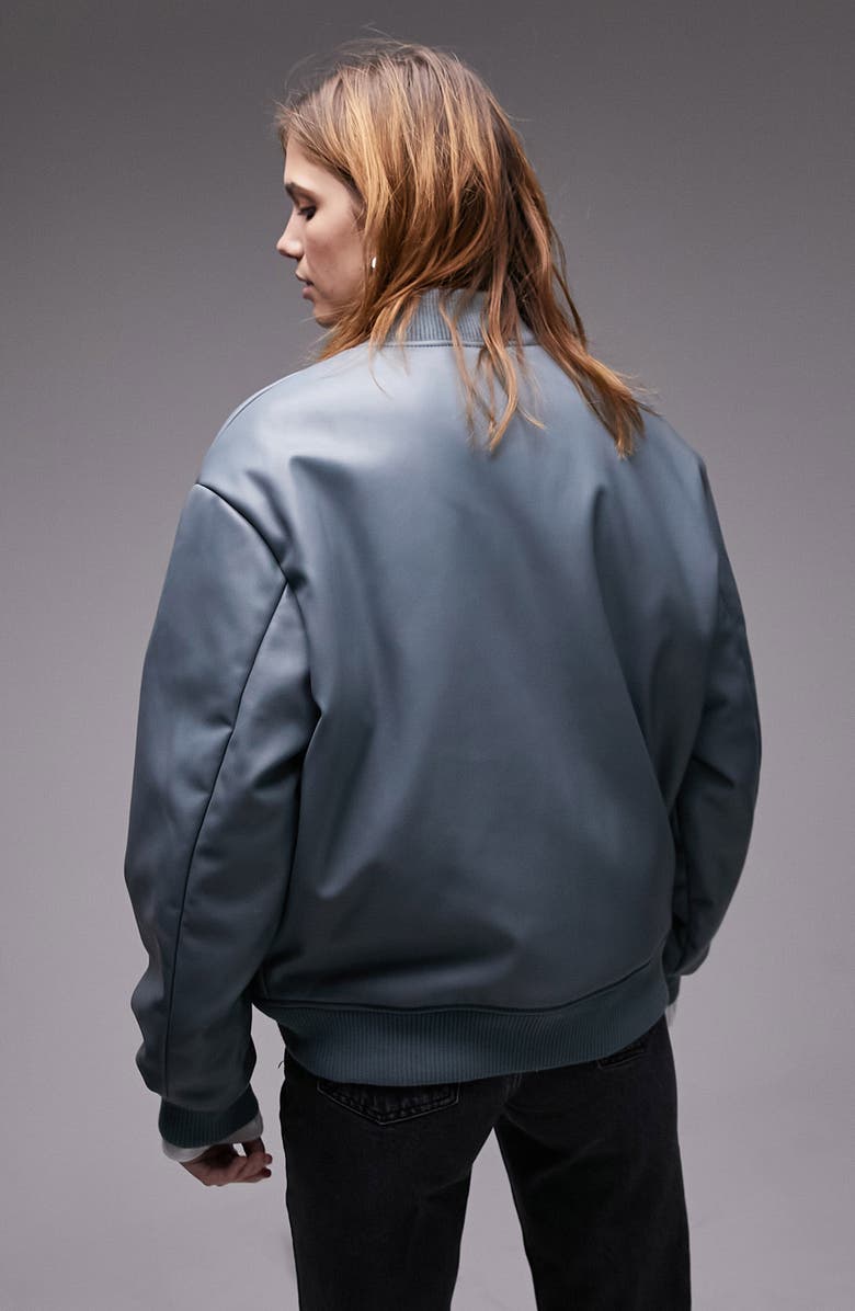 Topshop Boxy Faux Leather Bomber Jacket, Alternate, color,