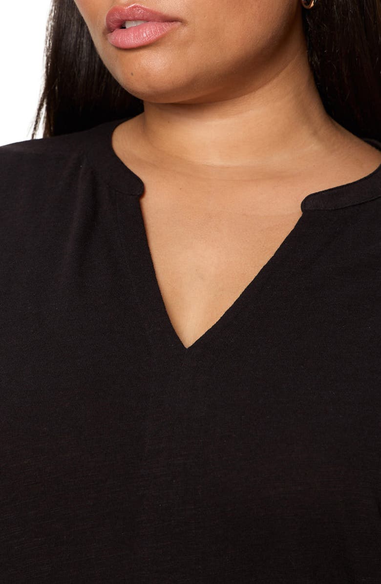 Sanctuary Organic Cotton Blend Split Neck T-Shirt, Alternate, color, Black