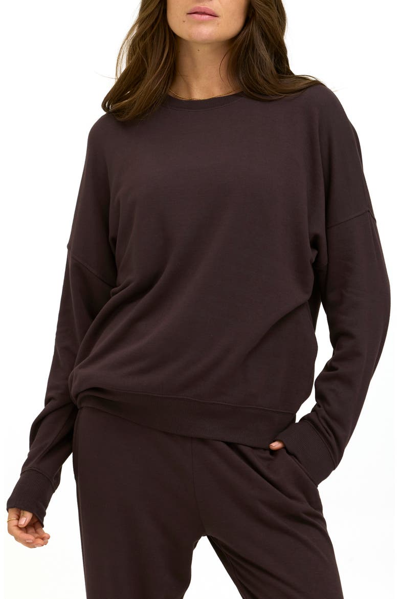 Cathy Boyfriend Feather Fleece Sweatshirt, Main, color, COCOA