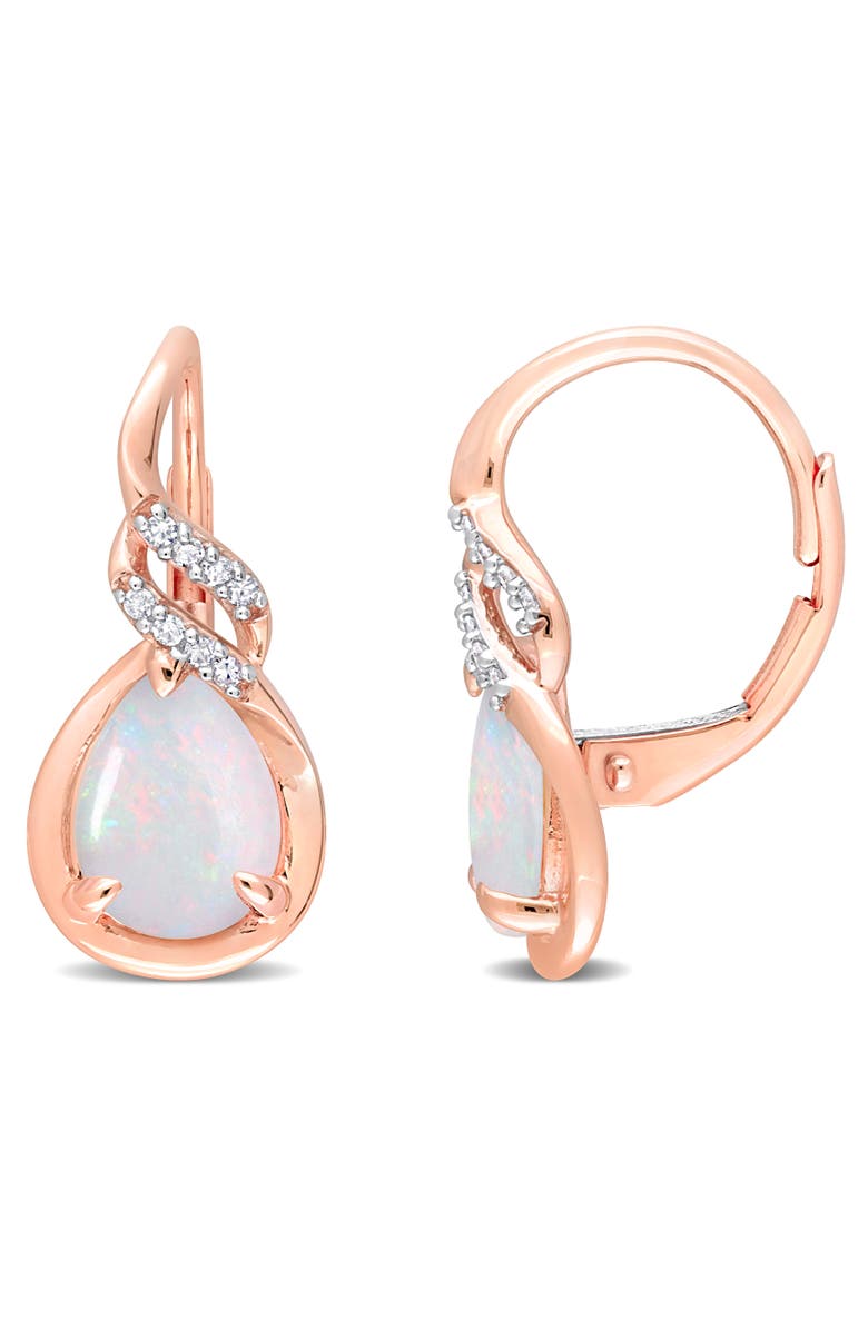 Julianna B. Opal & Diamond Leverback Earrings 10K, Main, color, 10K Rose Gold
