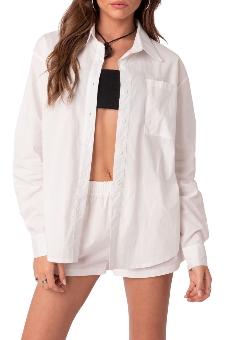 Long Sleeve Button-Up Shirt, Main, color, WHITE