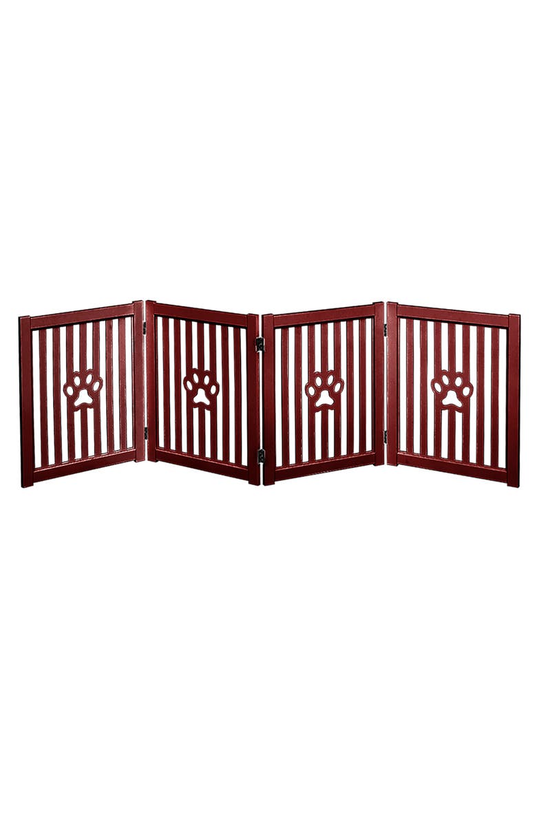 Trimate 4 Panel Dog Wooden Foldable Gate, Mahogany, Main, color, Red