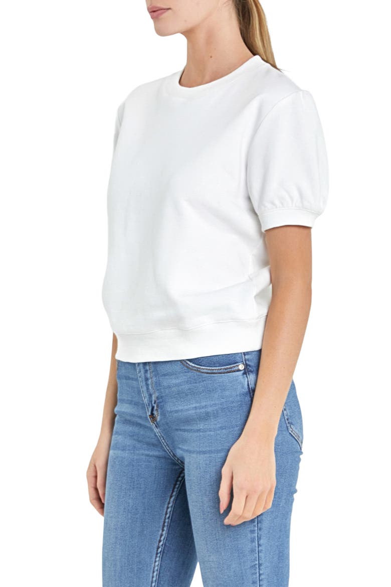 Short Sleeve French Terry Sweatshirt, Alternate, color, WHITE