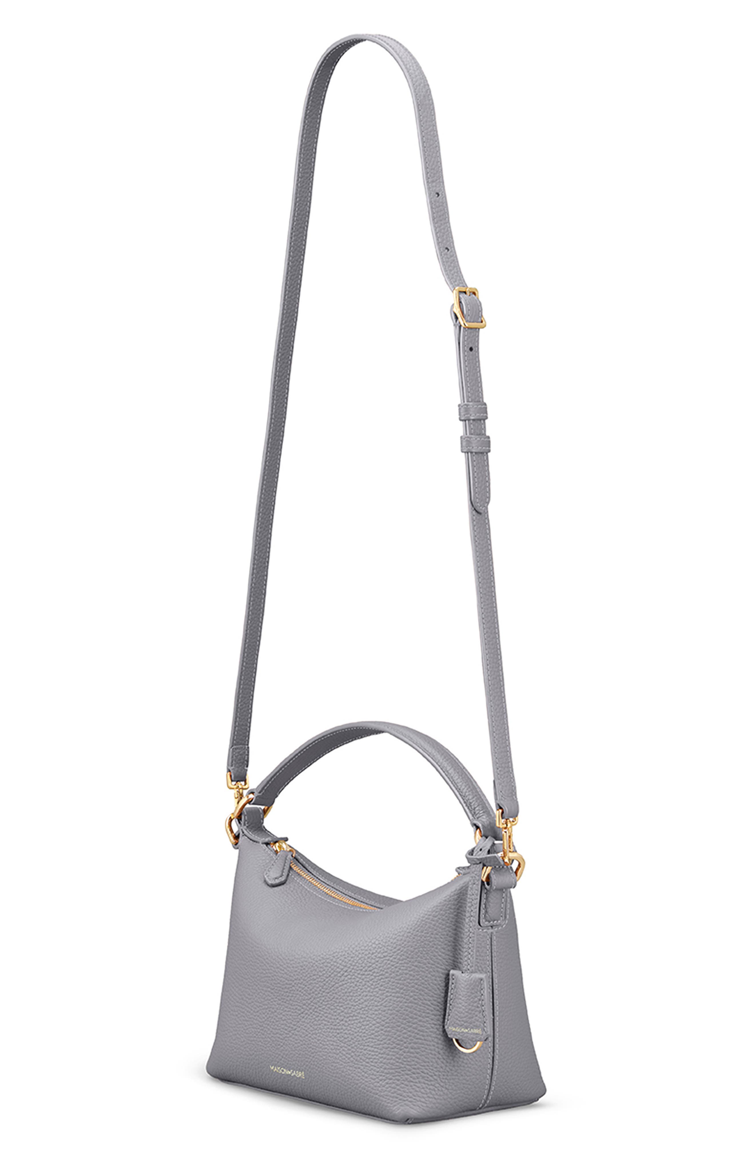 MAISON de SABRÉ Small Leather Soft Hobo, Alternate, color, Dove Grey