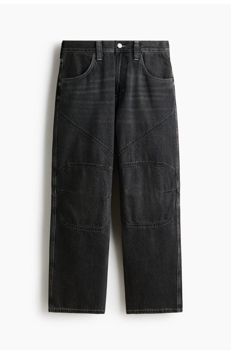 H&M Baggy Biker Jeans, Main, color, Washed Denim Black