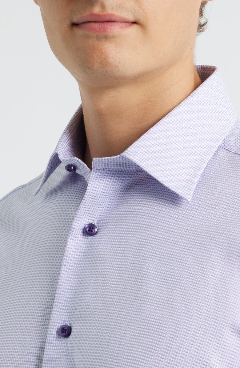 David Donahue Regular Fit Micro Dobby Dress Shirt, Alternate, color, Berry