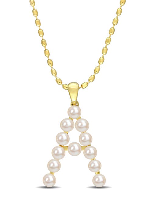 3.5-4mm Freshwater Cultured Pearl Initial Pendant Necklace