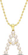 DELMAR 3.5-4mm Freshwater Cultured Pearl Initial Pendant Necklace
