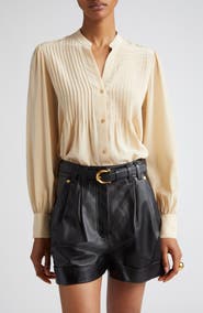 L'AGENCE Mirage Pintuck Silk Shirt